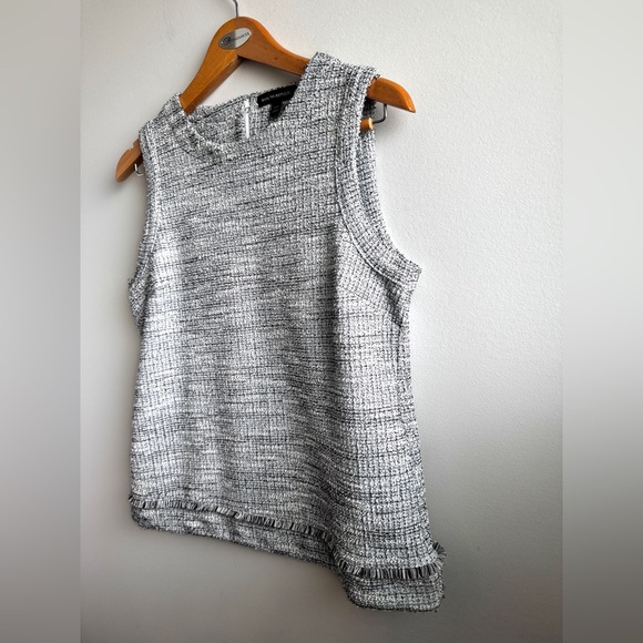 BANANA REPUBLIC Tweed bouclé textured career top sleeveless fringe tank, S - Picture 3 of 10